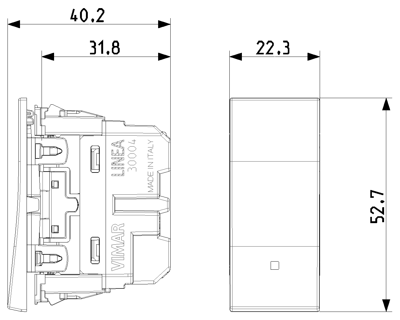 Deviatore 1P 10 AX 250 V~ allineato illuminabile, tasto sostituibile Vimar Linea bianco-nero-canapa 30004.B/G/C Deviatore 1P 10 AX 250 V~ allineato illuminabile, tasto sostituibile Vimar Linea bianco-nero-canapa 30004.B/G/C